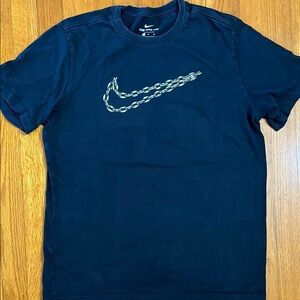 Nike Blue Short Sleeve Tee with Artistic Swoosh